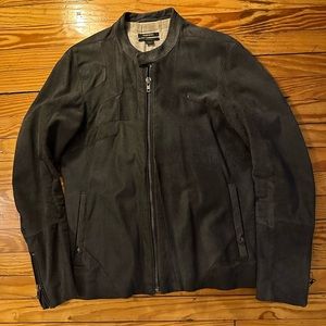 Diesel black & gold calfskin leather jacket sz L